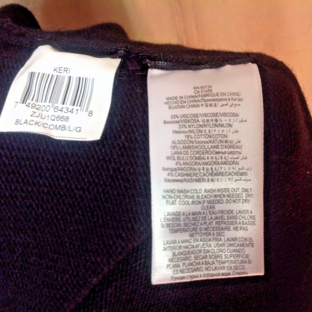 NWT! BCBG Maxazria "KERI" WOMEN'S BLACK STUDDED LONG SLEEVE KNIT SWEATER~Sz.L - Picture 7 of 8